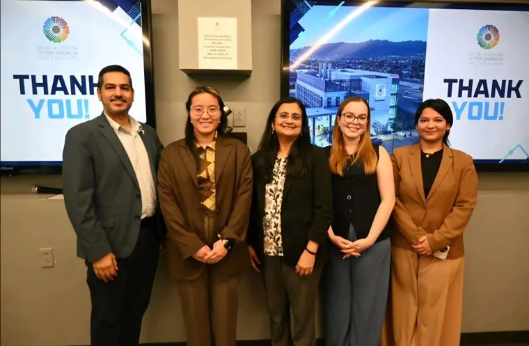 Dr. Aguilera with four other presenters at the Medical Center of the Americas Foundation Biotech Showcase.